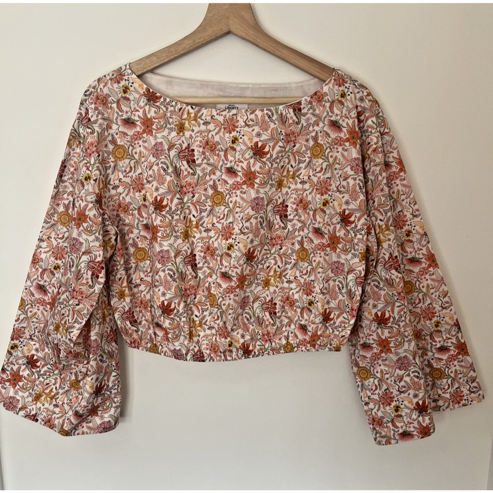 J. Crew Liberty Fabric Crop Top‎ Small Bell Sleeve Garden Of Life Floral Print